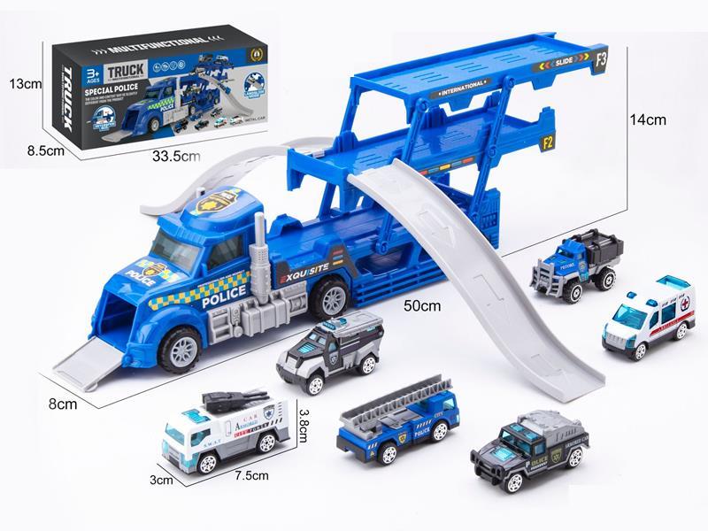Container Truck Alloy Police Track Scene