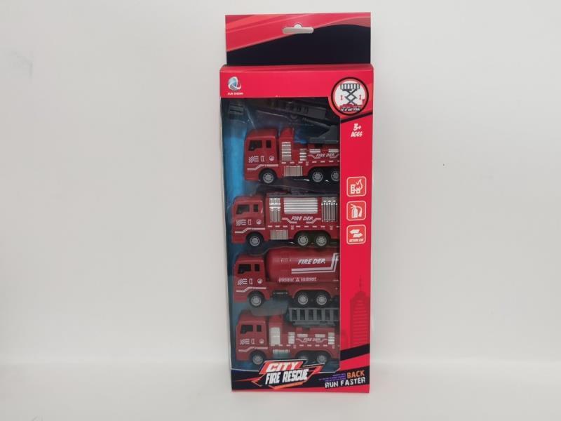 Puli Simulation Fire Truck Four Mixed