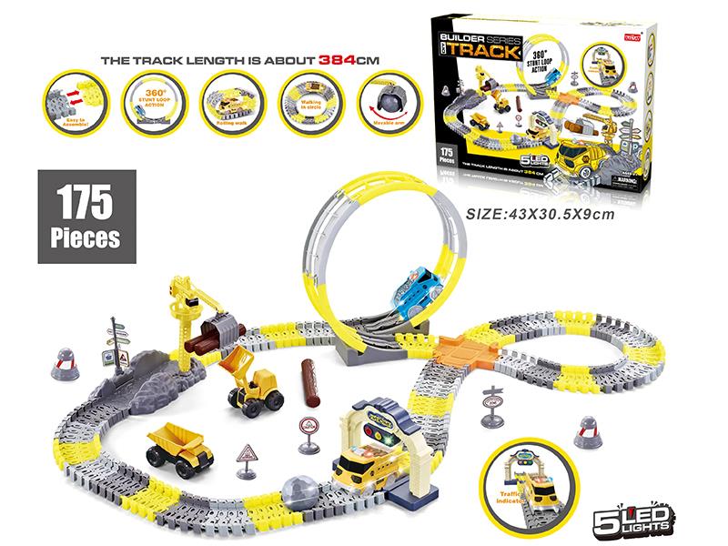 Electric Engineering Car 360° Rotating Track With Lights 175PCS(Not Included Batteries)