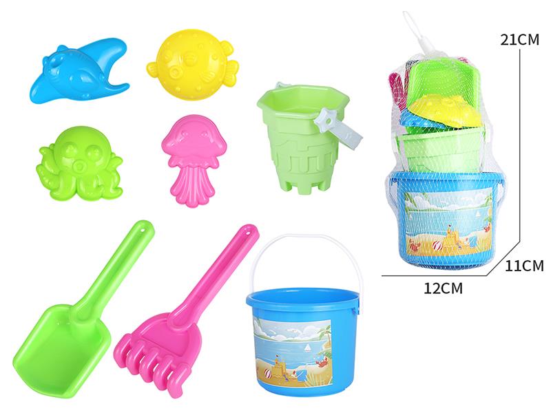 Sand Bucket Sea Animal Sand Mold Set 8pcs