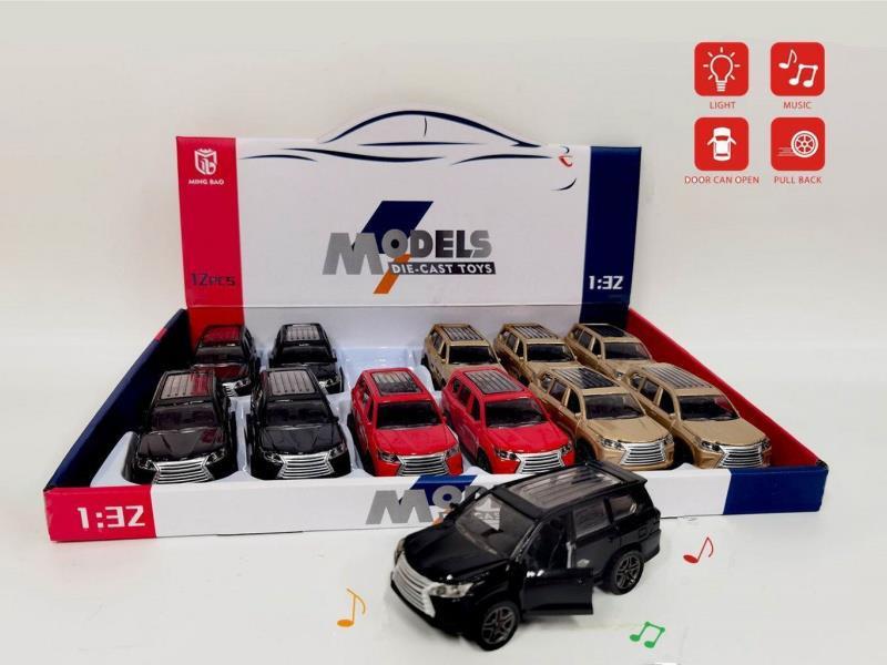 1:32 alloy car simulation recoil two-door Lexus with lights, music and battery included