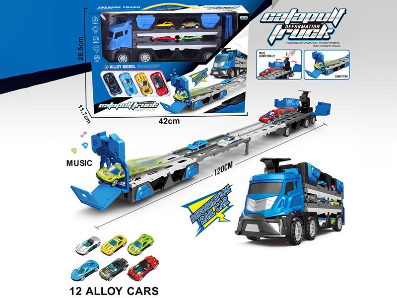 Ejection Ddeformation Rail Car With Music + 12 Iron Cars
