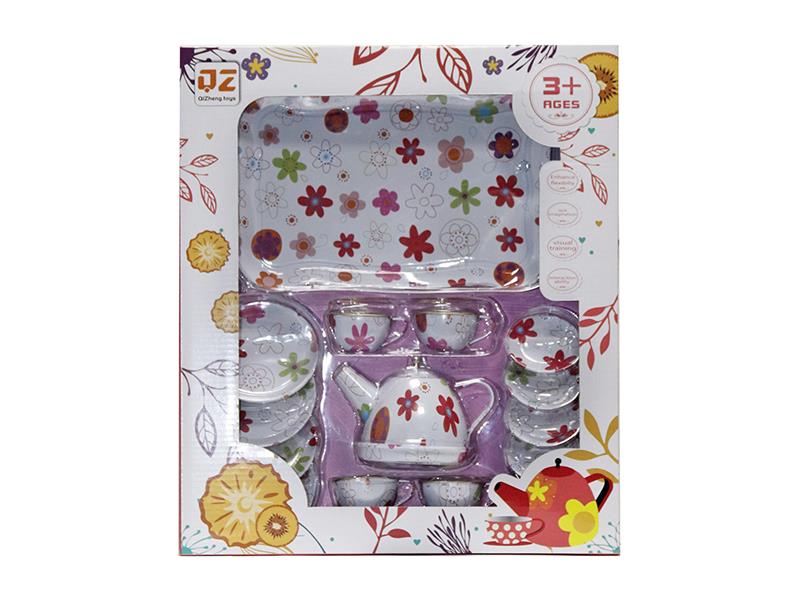 Tinplate Tea Set - Flower Pattern
