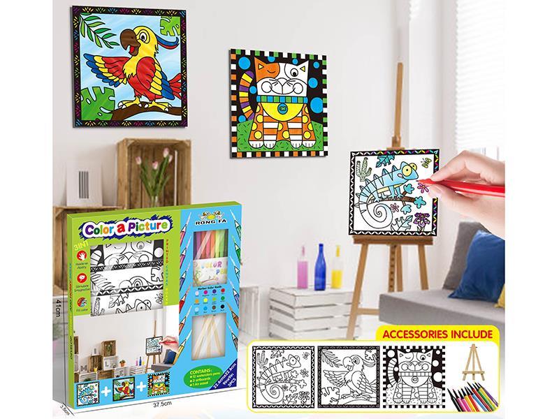 3 In 1 Coloring Printed Canvas Board