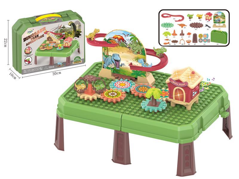 B/O Mosaic Gear Magnetic Suction Dinosaur Slide Building Block Table & Building Block Storage Box