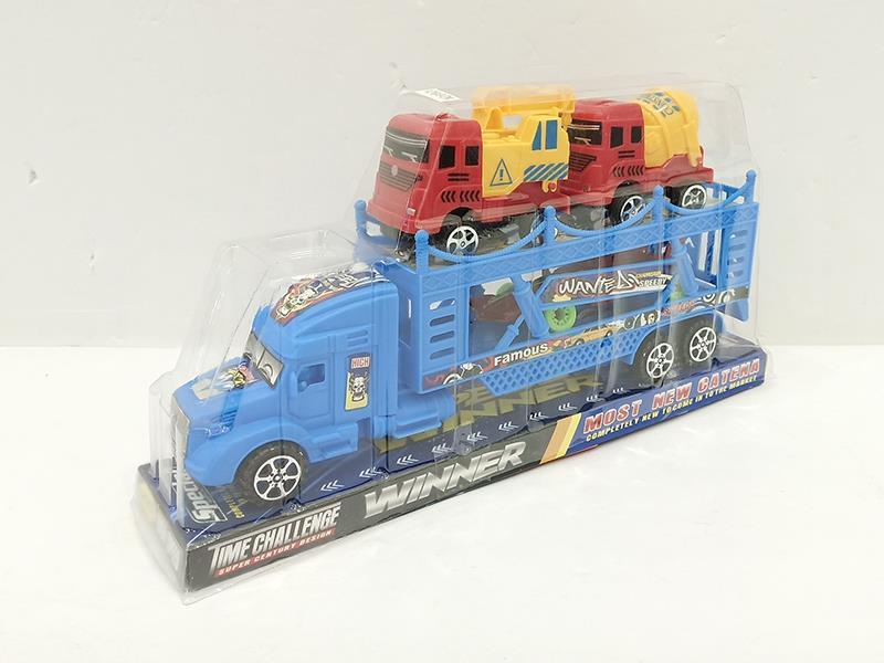 Double-Decker Transport Truck With 2 Engineering Truck,1 Equation Car