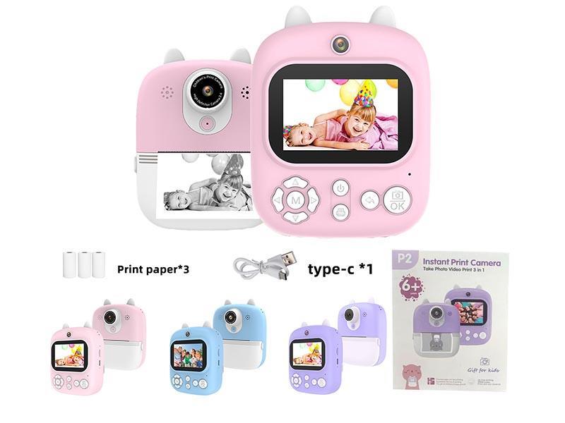 P2 Polaroid Children'S Printer, Camera, Digital Camera, Single-Lens Reflex, High Definition, Instant Printing, Ink-Free Thermal Paper