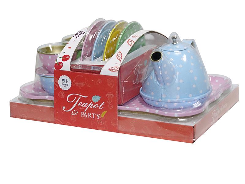 Tinplate Tea Set 14pcs - Round Dot