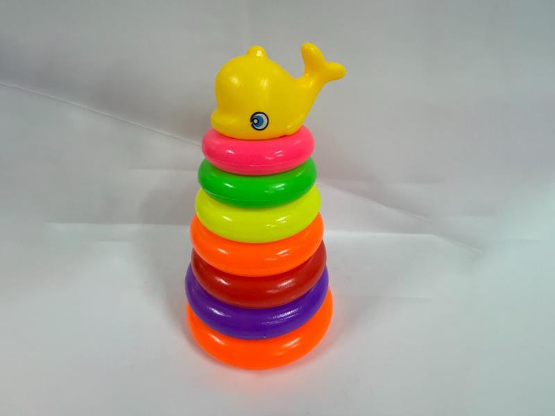 Dolphin Rainbow Tower Jenga Ring 7 Layers
