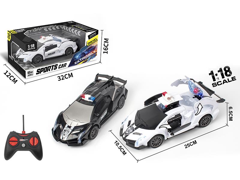 1:18 5-Channel Remote Control Missile Police Car With Lights(One Key Deformation)