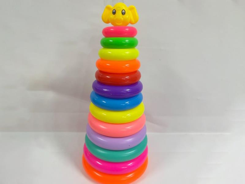 Baby Elephant Rainbow Tower Jenga Ring 13 Layers
