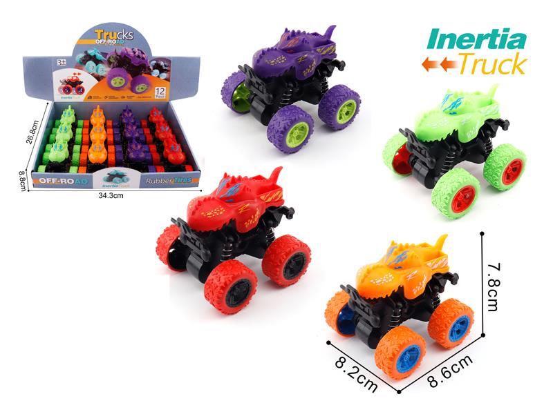 12PCS Dual Friction Dinosaur Car