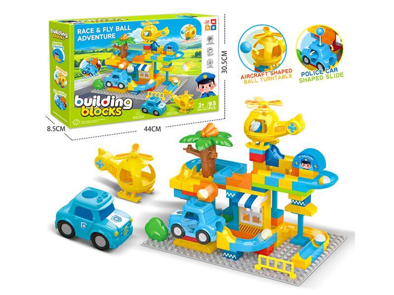 Police Car Aircraft Slide Large Particle Building Blocks 93pcs