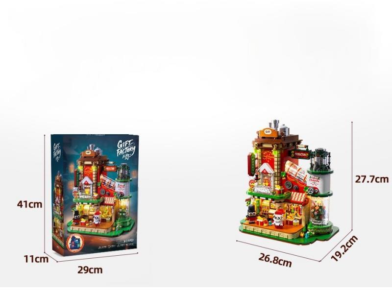 Christmas Gift Factory (Including Lighting Components) 2775 Pieces Compatible With Lego Small Pieces In A Pure English Color Box
