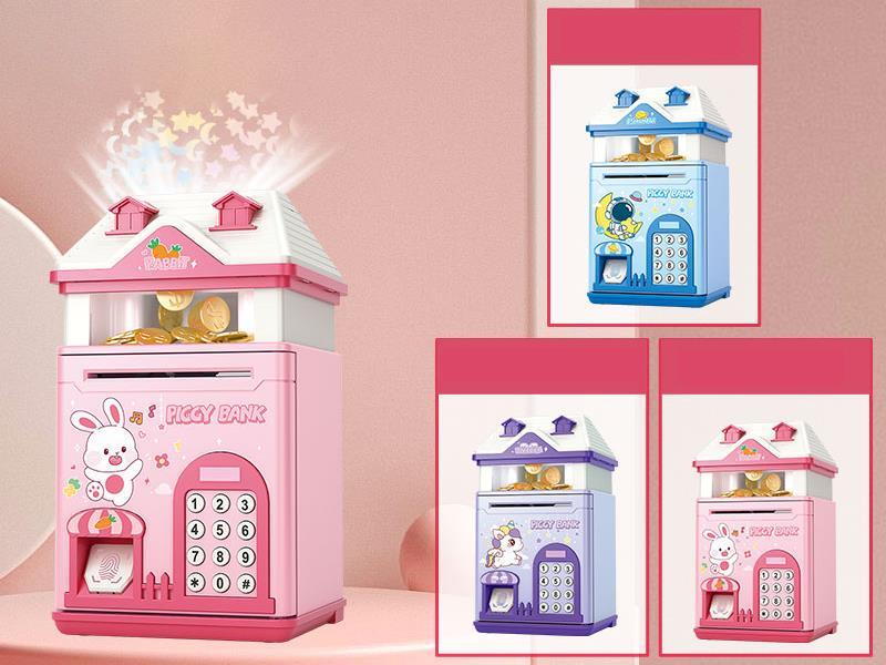 House Shape Fingerprint Piggy Bank(Pink, Blue)