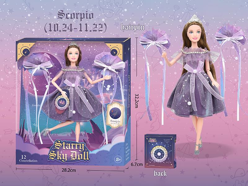 11.5 Inch 12-Joint Constellation Fashion Doll - Scorpio(10.24-11.22)With 2 Hairpins, Crown