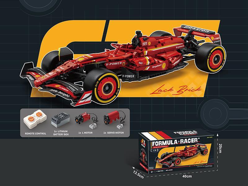 Building Blocks: 1:10 Farley Red F1[English Box + Lithium Battery Remote Control]1188 Pieces