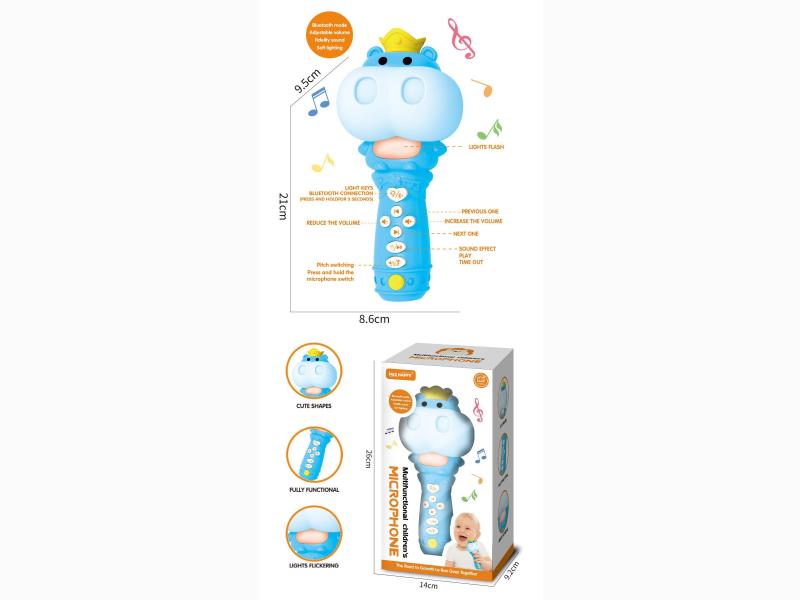 Cute Hippopotamus Microphone - Children'S Intelligence Early Education Storytelling Microphone Singing Songs Light Music