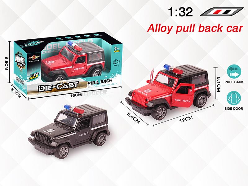 1:32 Wrangler Alloy Open Doors Pull Back Police Car