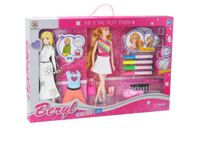 11.5-Inch Belle Real Body Doll Diy Hair Spray And Dye Set