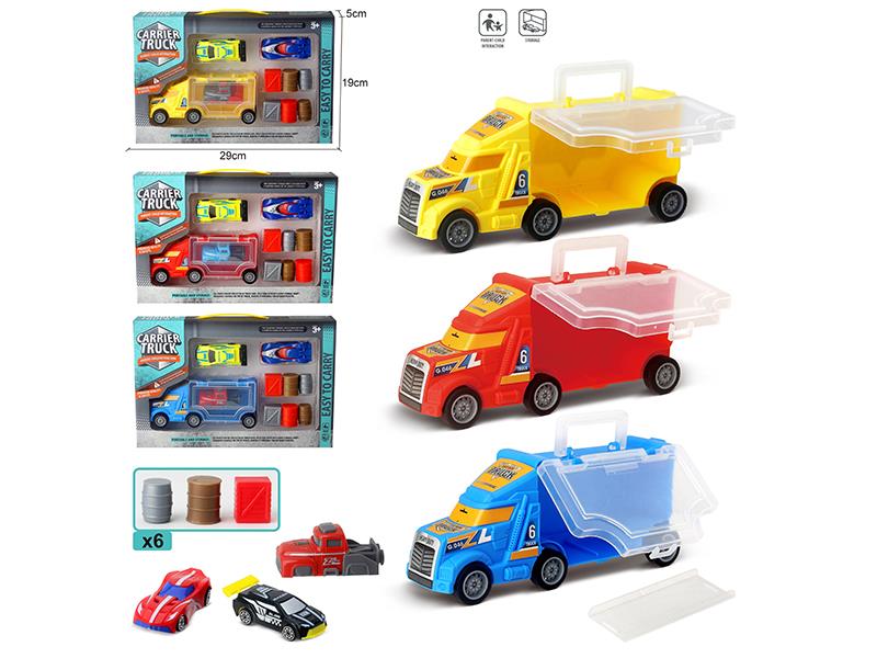 Slide Portable Storage Carrier Tuck + 2 Small Cars + 1 Launcher + 6 Accessories