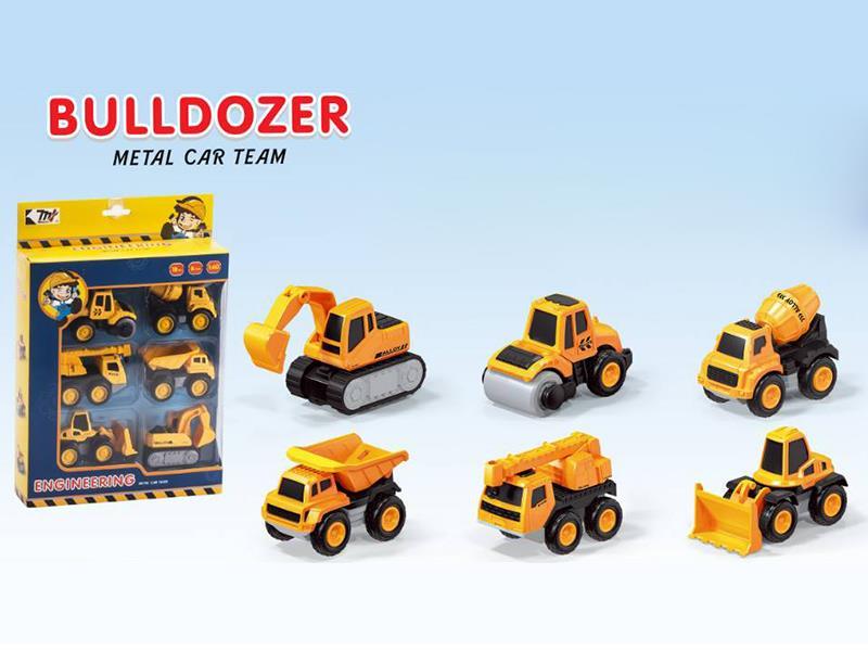 Pull Back Alloy Engineering Truck 6pcs
