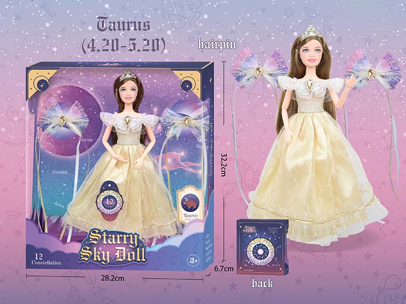 11.5 Inch 12-Joint Constellation Fashion Doll - Taurus(4.20-5.20)With 2 Hairpins, Crown