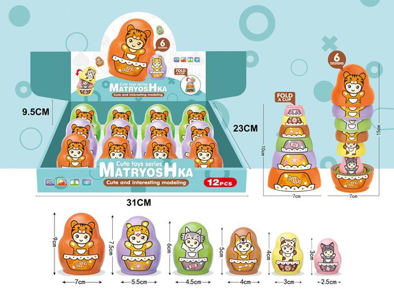 12PCS Cartoon Nesting Doll