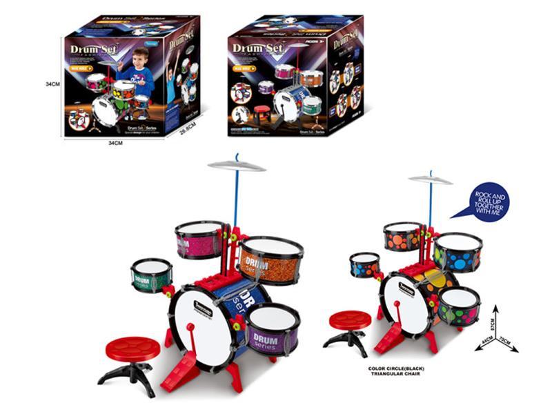 Solid Color Black  Jazz Drum(34CM ,5 Drum With Triangular Chair)