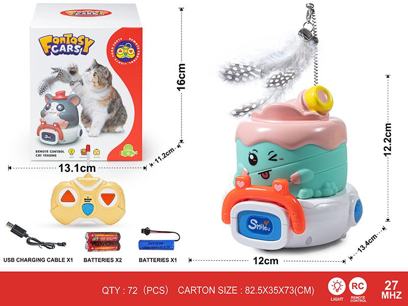 27Mhz 2-Channel Remote Control Cat Teasing Vinyl Cola Car(With Lights)Including Batteries