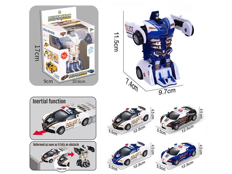 Friction Crash One Key Deformation Bugatti Police Car 1pcs
