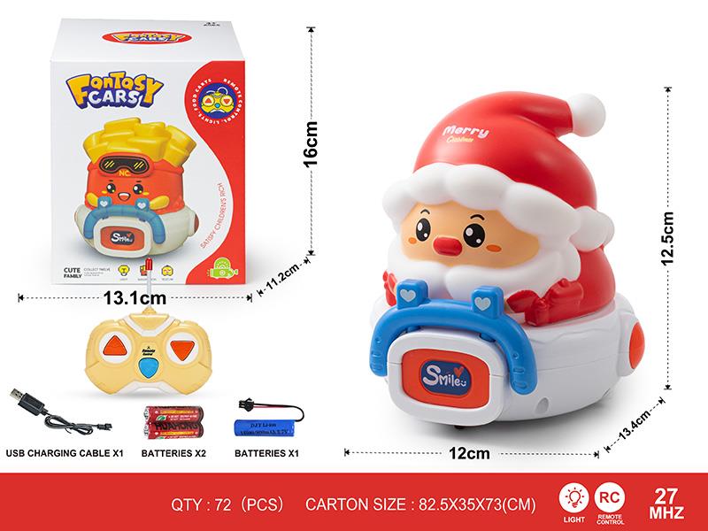 27Mhz 2-Channel Remote Control Vinyl Santa Claus Car(With Lights)Including Batteries