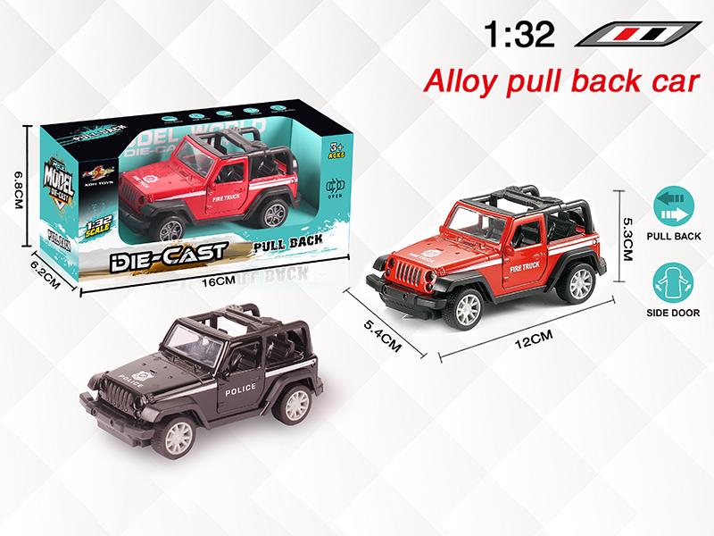 1:32 Wrangler Alloy Open Doors Pull Back Police Car