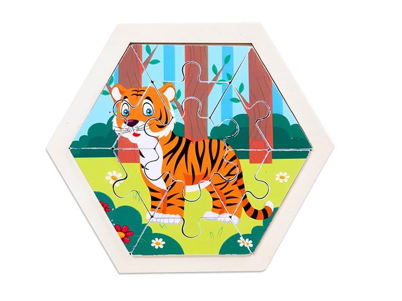 Wooden Hexagonal Puzzle - Tiger