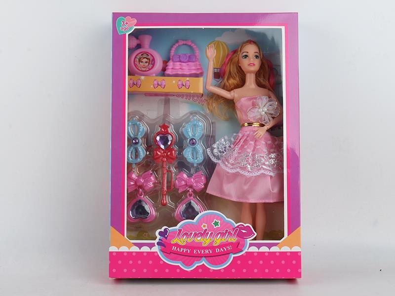 11.5 Inch Solid Articulated Doll+Perfume Bottle+Bag+Hairpin