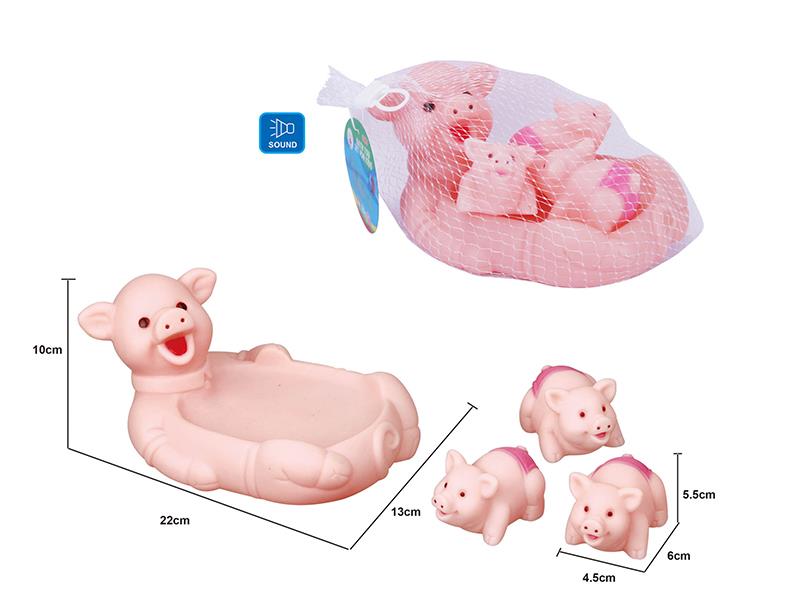 Cute Pig Kids Bath Toy Set