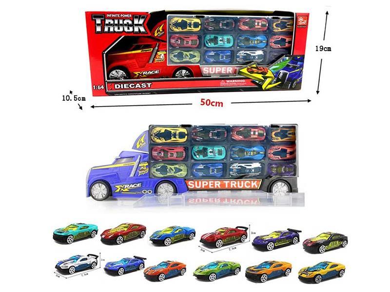 Slide Storage Container Truck + 12 Alloy Sport Cars