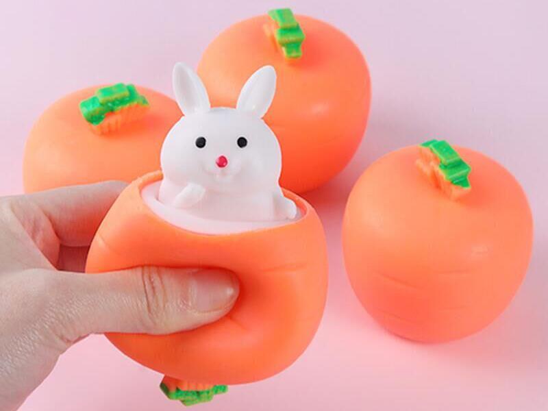 Decompression Carrot Rabbit Squeeze Toys 12pcs