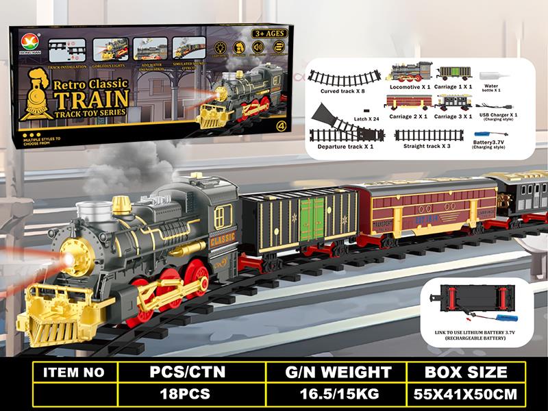 Classical Steam Electric Rail Train Toy(Sound, Lights, Spray)