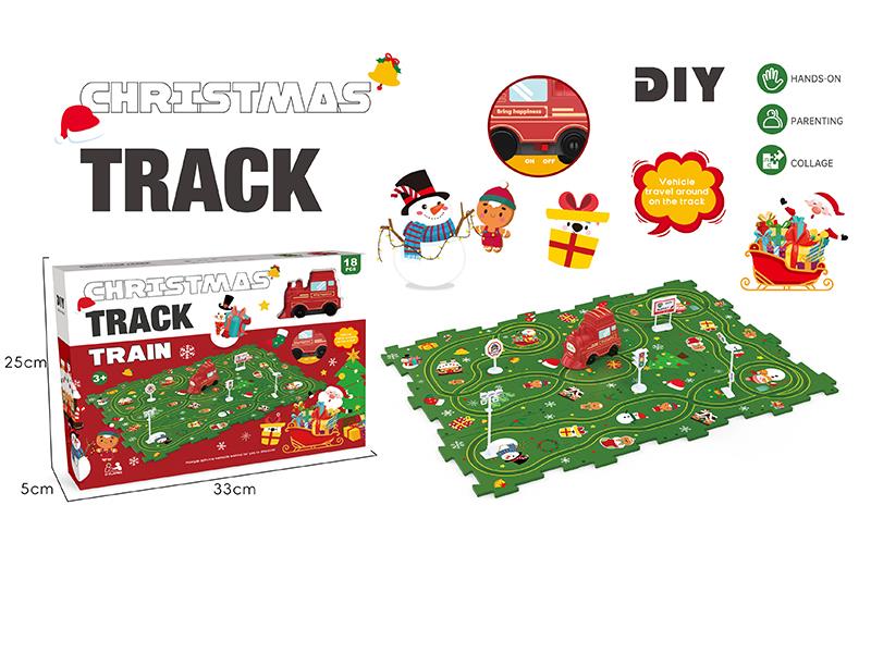 DIY Christmas Theme Puzzle Track Car(18PCS)