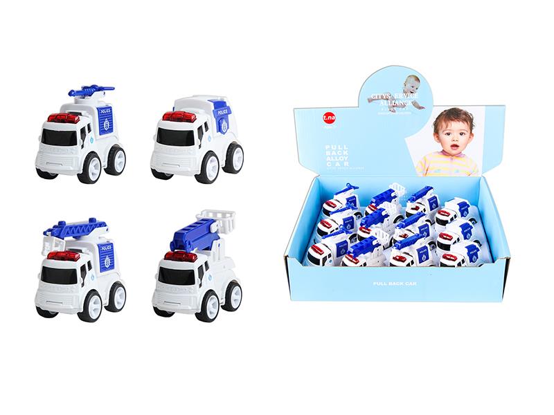 Q Version Alloy Friction Police Car 12pcs