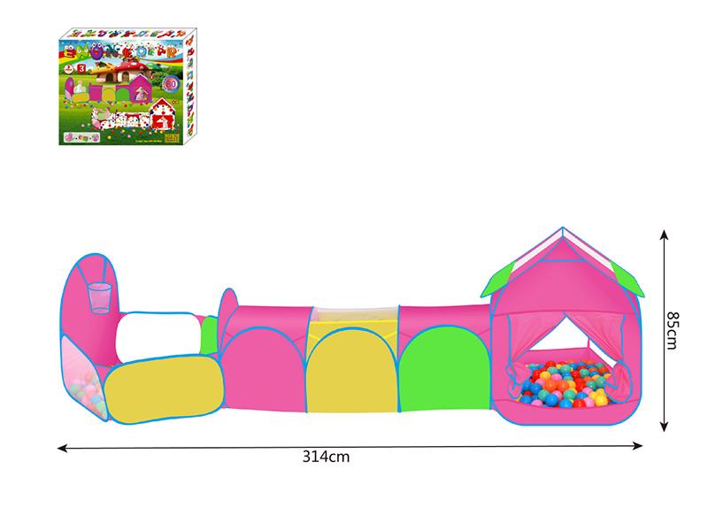 Children's 3 In 1 Play Tent + 80 Balls