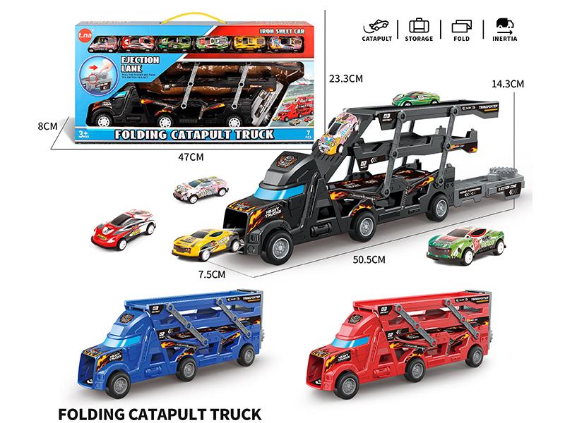 Medium Size Slide Folding Catapul Truck With 6 Iron Cars