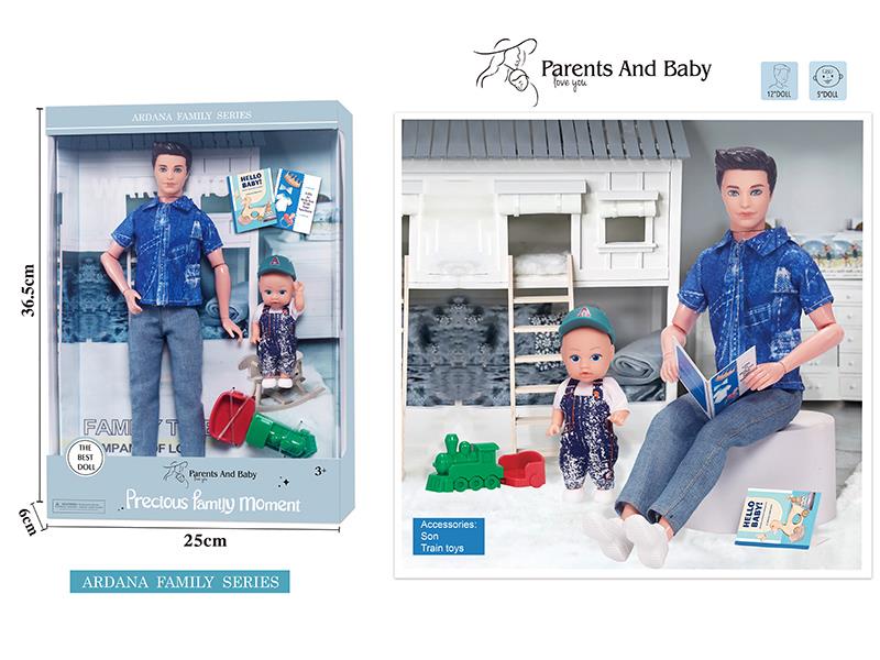 12 Inch Dad Joints Doll And 4.5 Inch Baby Doll Bedroom Set