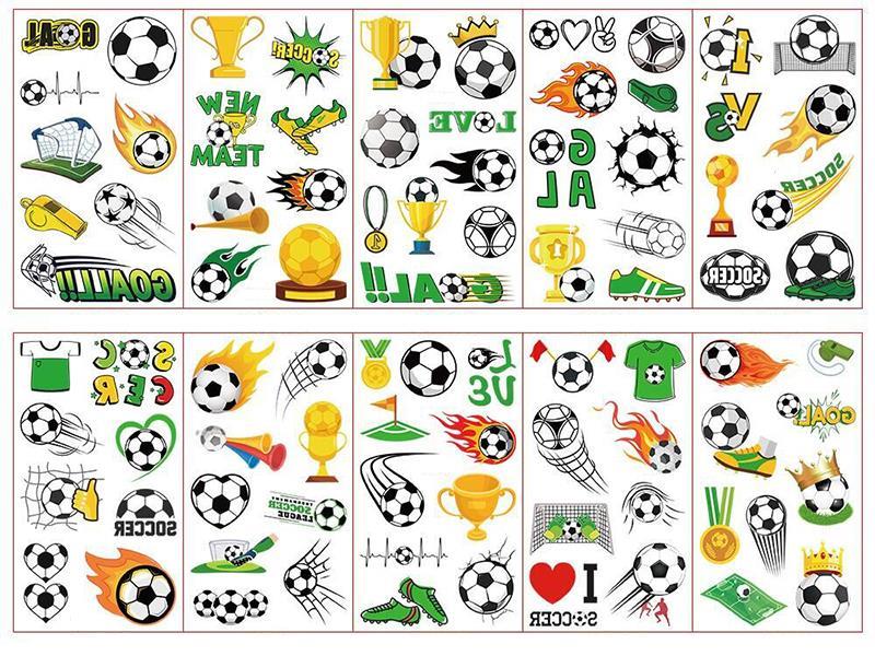 A Set Of 10 Football-Themed Tattoo Stickers