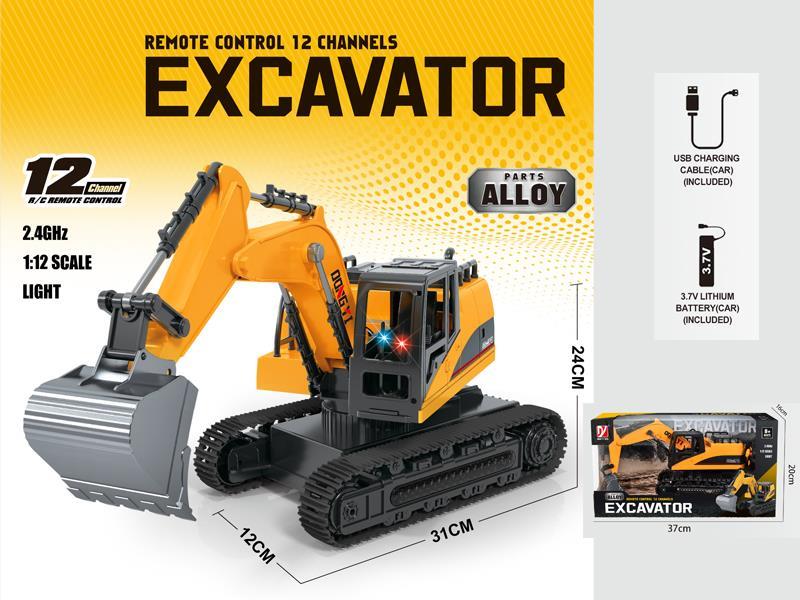 12-Channel Alloy Remote Control Stunt Excavator