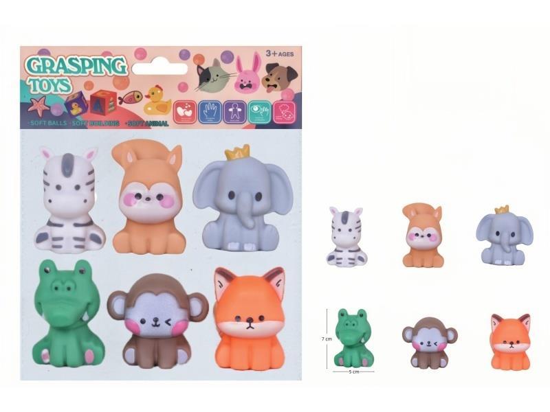 Six Types Of Cute Rubber-Lined Animals Mixed Set (With Bb Whistle)