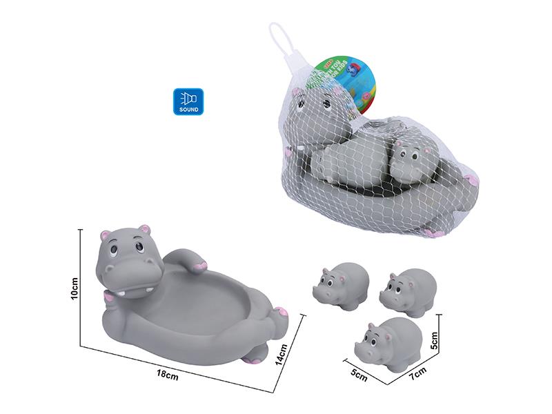 Cute Hippo Kids Bath Toy Set