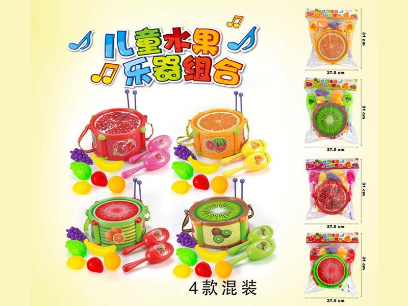 Fruit Cartoon Drum+Sand Hammer+Fruit Toy