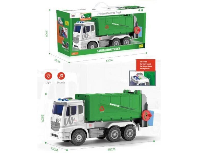 Friction Rubbish Car With Sound And Lights(With Trash Can)